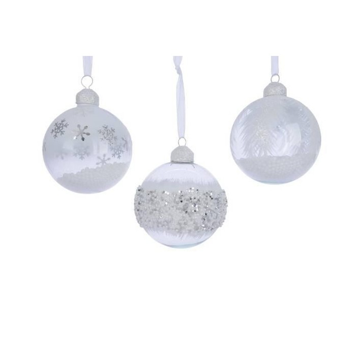 SFERA VETRO D8 FIOCCO NEVE WHI